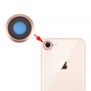 Sklíčko zadní kamery iPhone 8 s rámečkem gold