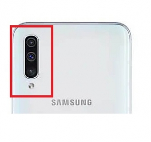 Sklíčko zadní kamery Samsung A50, A70 Galaxy A505, A705 s rámečkem silver