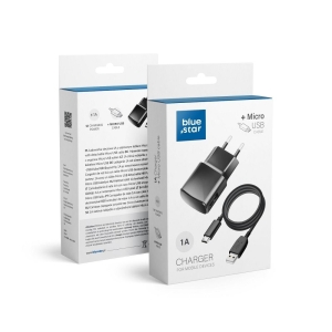 Cestovní nabíječ BlueStar micro USB 1A - s odnímatelným kabelem (vstup USB A, kabel USB A na Micro USB)