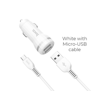 CL adaptér HOCO Z27 2x USB A 2,4A, kabel micro USB, barva bílá