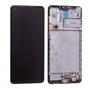 Dotyková deska Samsung A217F Galaxy A21S + LCD + rámeček black Service Pack - originál