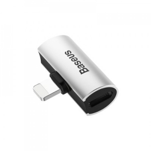 Adaptér SHORT BASEUS HF/audio + nabíjení iPhone Lightning barva stříbrná