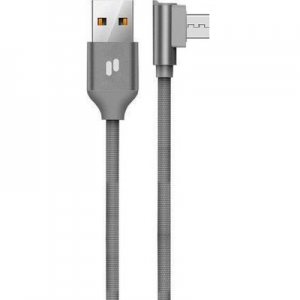 Datový kabel Puridea L23 micro USB 2,4A, QC, 90° koncovka, barva šedá