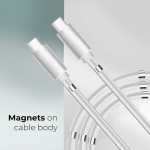 Datový kabel Magnet, USB Typ C - Typ C 3A, barva bílá