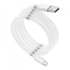 Datový kabel Magnet, micro USB  2,4A, barva bílá