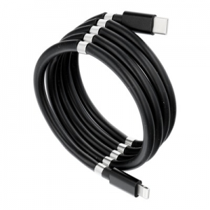 Datový kabel Magnet, USB Typ C - Lightning 3A, barva černá