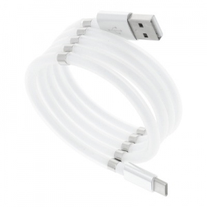 Datový kabel Magnet, USB Typ C 2,4A, barva bílá