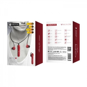 Bluetooth headset BOROFONE BE10, Bluetooth + HF, barva červená