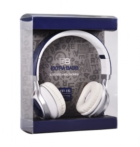 Sluchátka Extra Bass EP16 s mikrofonem, 3,5mm jack, barva modrá