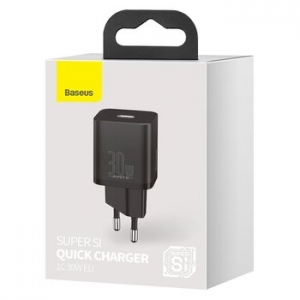 Cestovní nabíječ Baseus Super SI (CCSUP-J01), USB Typ C, QC PD 30W, 3A, barva černá