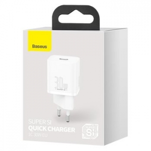 Cestovní nabíječ Baseus Super SI (CCSUP-J02), USB Typ C, QC PD 30W, 3A, barva bílá