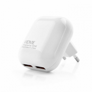 Cestovní nabíječ VIDVIE (PLE218) 2xUSB Fast Charging 2,4A + kabel USB Typ C, barva bílá