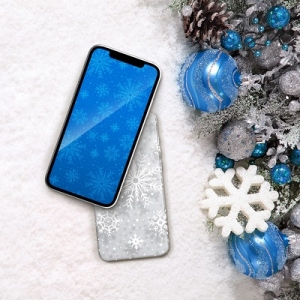 Pouzdro Winter iPhone 7, 8, SE 2020 (4,7), vánoční vločky