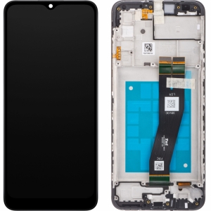 Dotyková deska Samsung A025G Galaxy A02s + LCD + rámeček black Service Pack - originál