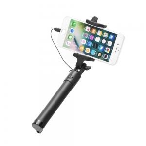 Selfie držák - Iphone Lightning 8-pin konektor, ovládání v rukojeti, barva černá