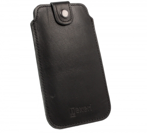 Poudro Nexeri Leather Pocket, černá kůže, velikost iPhone 12, 12 Pro, 13, 13 Pro