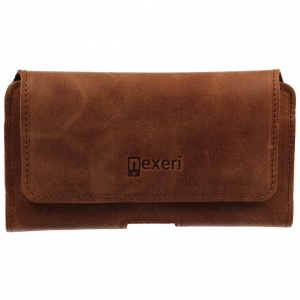 Pouzdro na opasek Nexeri Crazy 3D Leather, hnědá kůže, velikost iPhone 5, 5S, SE, 12 mini