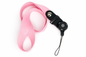 Šňůrka na mobilní telefon s plastovým zámkem, šířka 2 cm, barva růžová