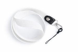 Šňůrka na mobilní telefon s karabinou, šířka 2 cm, barva bílá