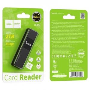 Čtečka paměťových karet HOCO HB20, 2v1 USB 3.0, barva černá