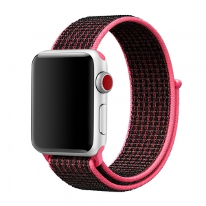 Nylon řemínek pro Apple Watch 42-45mm - black / pink