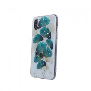 Pouzdro Back Case Leaves iPhone 7, 8, SE 2020 (4,7) transparent/green
