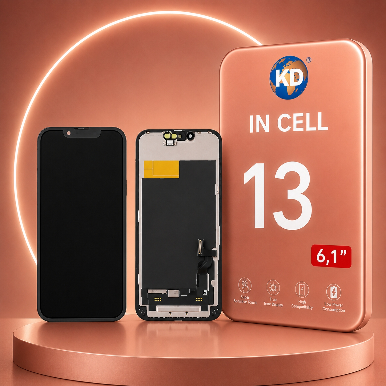Dotyková deska iPhone 13 + LCD black - KD IN-CELL (H03i AAA)