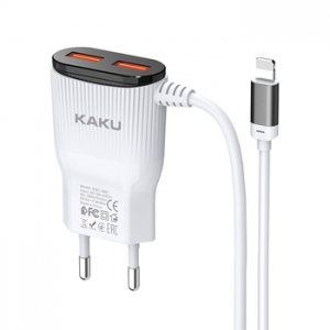Cestovní nabíječ KAKU Hongtai (KSC-488) 2x USB 2,4A + lightning kabel, barva bílá