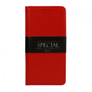 Pouzdro Book Leather Special iPhone 14 Pro, barva červená