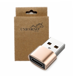 Adaptér USB C (female) na USB A, barva zlatá