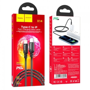 Datový kabel HOCO X14 iPhone Lightning / USB Typ C, podpora PD až 20W barva černá - 3 metry