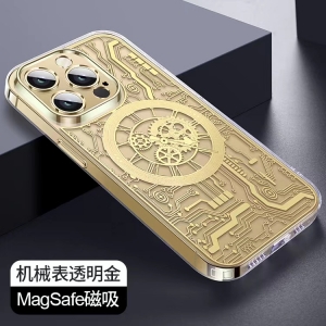Pouzdro Back Case ClockWork iPhone 14 (6,1´´) s funkcí Magsafe, transparent/gold (blistr)