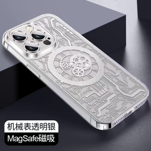 Pouzdro Back Case ClockWork iPhone 14 Pro Max (6,7´´) s funkcí Magsafe, transparent/silver(blistr)