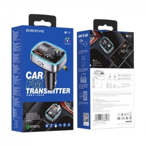 Transmiter FM Bluetooth Borofone BC32, 2x USB, QC 3.0 18W, barva černá
