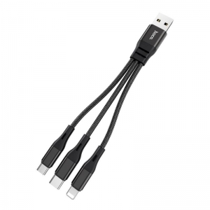Datový kabel HOCO X47, 3v1, délka 25cm, barva černá (Micro USB, Typ C, Lightning)