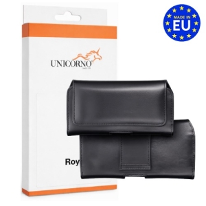 Pouzdro na opasek ROYAL, velikost M (15,5x7x1,5 cm), pravá kůže, barva černá