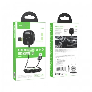 Transmitér FM Bluetooth HOCO E65, USB A kabel, čtečka pam. + TF karet, barva černá