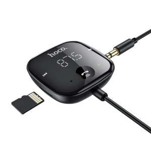 Transmitér FM Bluetooth HOCO E65, USB A kabel, čtečka pam. + TF karet, barva černá