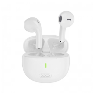Bluetooth headset XO TWS (X26), silikonové pouzdro + šňůrka, barva bílá