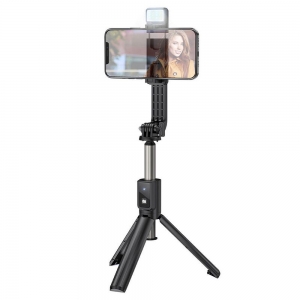 Selfie držák HOCO K15, s funkcí stativu, BlueTooth ovladač, barva černá