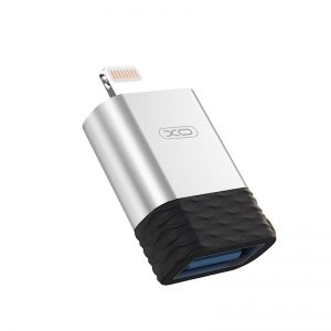 Adaptér short USB OTG pro iPhone 8-pin Lightning silver (XO-NB186)