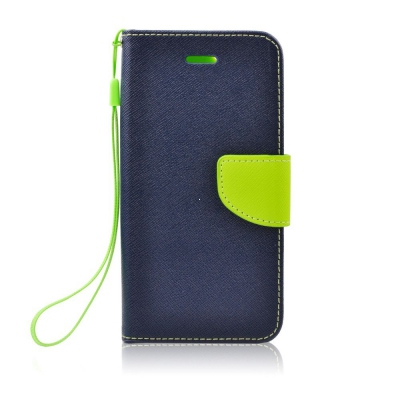 Pouzdro FANCY Diary iPhone X, XS (5,8) barva modrá/limetka