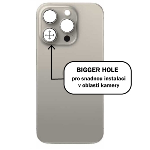 Kryt baterie iPhone 15 PRO natural titan - Bigger Hole