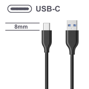 Datový kabel USB A na USB C, délka 1m, barva černá (8mm konektor)