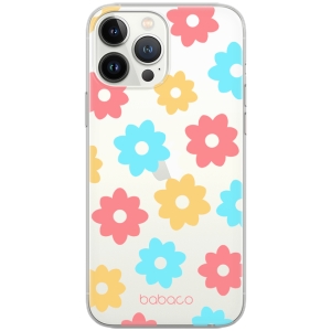 Pouzdro Back Case Babaco iPhone 13, Painted Flowers (transparent)