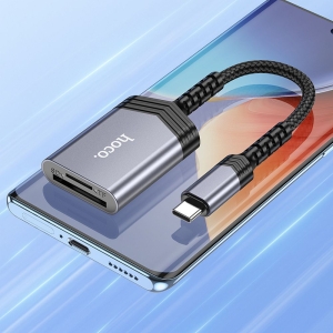 Čtečka paměťových karet HOCO UA25 pro USB C, barva šedá