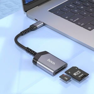 Čtečka paměťových karet HOCO UA25 pro USB C, barva šedá