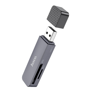 Čtečka paměťových karet HOCO HB45, 2v1 USB A 3.0, barva metal grey