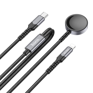 Datový kabel HOCO CW54, 2v1, indukce pro Apple Watch + kabel Lightning, PD, QC, černá