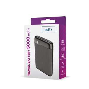 Externí baterie POWER BANK Setty SPBL-05, LCD displej, 5000 mAh, barva černá